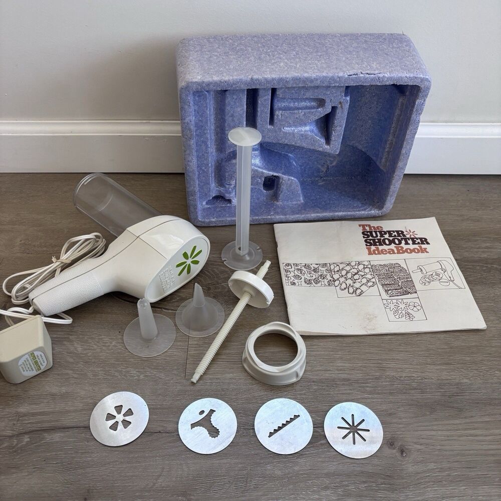 Vintage Wear-Ever Super Shooter Electric Cookie Maker PS-7204 MCM w/4 Discs Tray